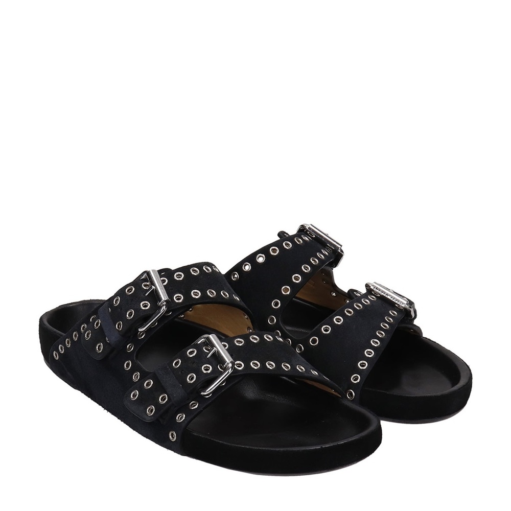 Isabel Marant LENNYA Black Sandals with Silver Accents 38